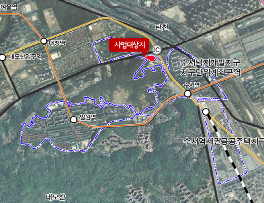 '협업지능기반 로봇플러스 경쟁력 지원사업'에 따라 로봇·AI 연구시설이 조성될 서울 강남구 '수서동 730' 대지 위치도.[서울시 제공]